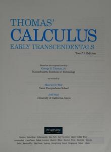 Cover of Thomas' Calculus Early Transcendentals